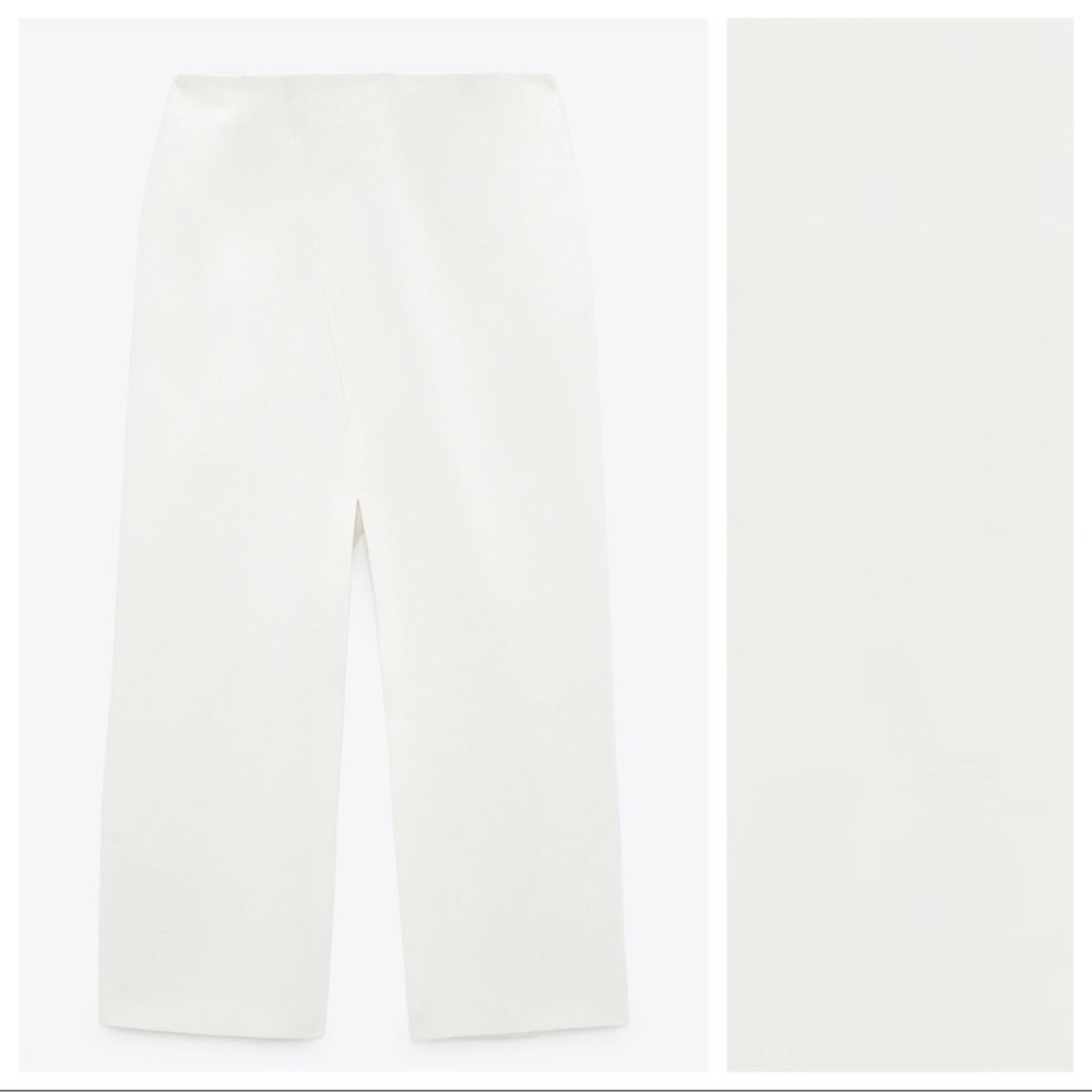 Zara Cream Linen Blend Midi Skirt. Size extra small - Picture 4 of 6